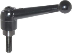 KIPP - 3/8-16, 0.98" Hub Diam, Zinc Die Cast (Steel Components) Threaded Stud Adjustable Clamping Lever - 1.18" Stud Length, 4-1/4" OAL, 2.64" High - Eagle Tool & Supply