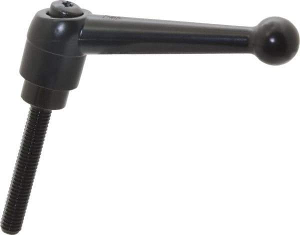 KIPP - 3/8-16, 0.98" Hub Diam, Zinc Die Cast (Steel Components) Threaded Stud Adjustable Clamping Lever - 2.36" Stud Length, 4-1/4" OAL, 2.64" High - Eagle Tool & Supply