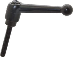 KIPP - 3/8-16, 0.98" Hub Diam, Zinc Die Cast (Steel Components) Threaded Stud Adjustable Clamping Lever - 2.36" Stud Length, 4-1/4" OAL, 2.64" High - Eagle Tool & Supply