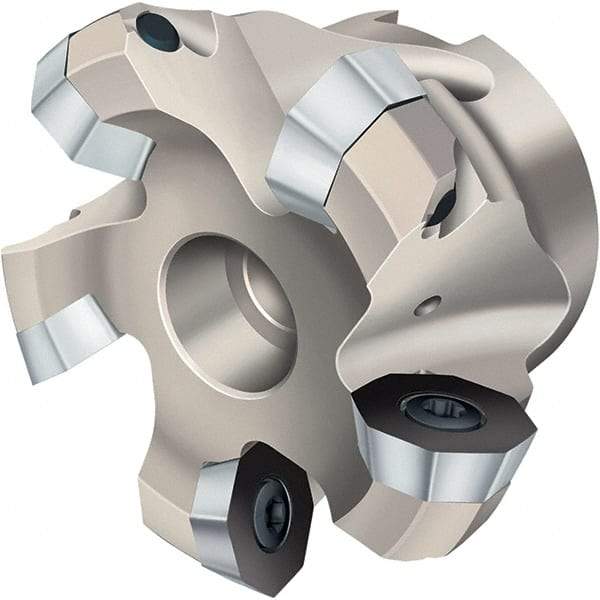 Walter - 133mm Cut Diam, 40mm Arbor Hole, 8mm Max Depth of Cut, Indexable Chamfer & Angle Face Mill - 10 Inserts, OD . . 0504 . . Insert, Right Hand Cut, 10 Flutes, Through Coolant, Series Xtra-tec - Eagle Tool & Supply