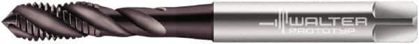 Walter-Prototyp - #6-40 UNF 3 Flute 2B Modified Bottoming Spiral Flute Tap - Powdered Metal, Hardlube Finish, 56mm OAL, Right Hand Flute, Right Hand Thread, Series EP2351302 - Exact Industrial Supply