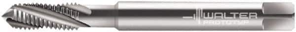 Walter-Prototyp - #8-36 UNF 3 Flute 3B Modified Bottoming Spiral Flute Tap - Powdered Metal, Bright Finish, 63mm OAL, Right Hand Flute, Right Hand Thread, Series 234104 - Exact Industrial Supply