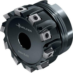 Walter - 7 Inserts, 63mm Cut Diam, 22mm Arbor Diam, 8mm Max Depth of Cut, Indexable Square-Shoulder Face Mill - 40mm High, LN.. 0904.. Insert Compatibility, Through Coolant, Series Blaxx - Eagle Tool & Supply