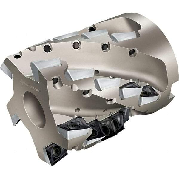 Walter - 12 Inserts, 63mm Cut Diam, 27mm Arbor Diam, 47mm Max Depth of Cut, Indexable Square-Shoulder Face Mill - 69mm High, AD.. 1807.. Insert Compatibility, Through Coolant, Series Xtra-tec - Eagle Tool & Supply