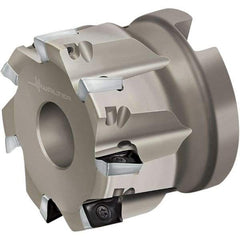 Walter - 6 Inserts, 50mm Cut Diam, 22mm Arbor Diam, 10mm Max Depth of Cut, Indexable Square-Shoulder Face Mill - 40mm High, AD.. 10T3.. Insert Compatibility, Through Coolant, Series Xtra-tec - Eagle Tool & Supply