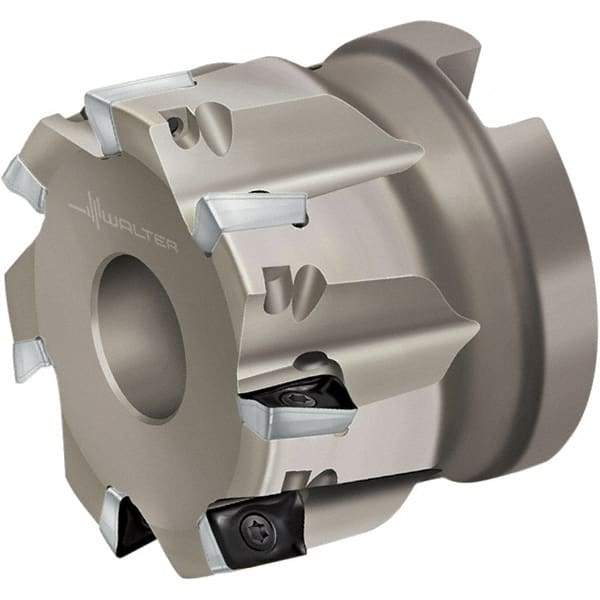 Walter - 6 Inserts, 63mm Cut Diam, 22mm Arbor Diam, 10mm Max Depth of Cut, Indexable Square-Shoulder Face Mill - 40mm High, AD.. 10T3.. Insert Compatibility, Through Coolant, Series Xtra-tec - Eagle Tool & Supply