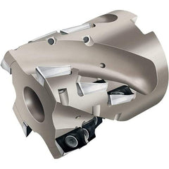 Walter - 16 Inserts, 2-1/2" Cut Diam, 1" Arbor Diam, 2.244" Max Depth of Cut, Indexable Square-Shoulder Face Mill - 2.953" High, AD.. 1606.. Insert Compatibility, Through Coolant, Series Xtra-tec - Eagle Tool & Supply