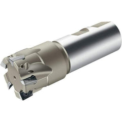 Walter - 25mm Cut Diam, 8mm Max Depth of Cut, 25mm Shank Diam, 100mm OAL, Indexable Square Shoulder End Mill - Multiple Insert Styles, Weldon Shank, 90° Lead Angle, Through Coolant, Series Xtra-tec - Eagle Tool & Supply