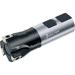 Walter - 1-1/2" Cut Diam, 0.48" Max Depth of Cut, 1-1/2" Shank Diam, 4-1/2" OAL, Indexable Square Shoulder End Mill - Multiple Insert Styles, Weldon Shank, 90° Lead Angle, Through Coolant, Series Blaxx - Eagle Tool & Supply