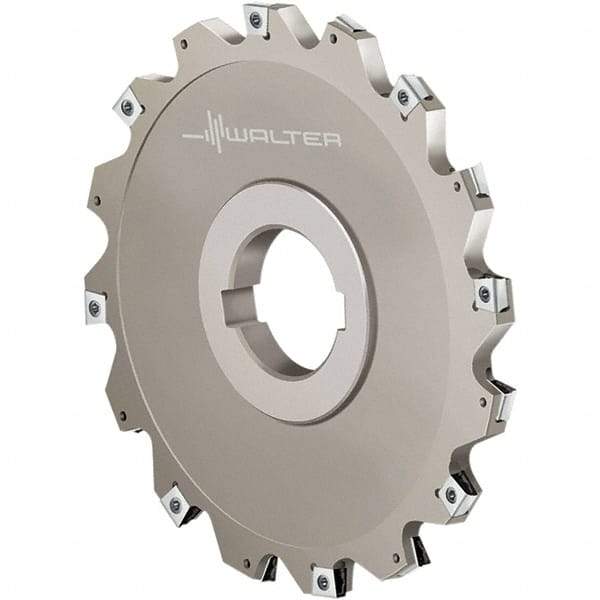 Walter - Arbor Hole Connection, 1.1417" Cutting Width, 0.4724" Depth of Cut, 125mm Cutter Diam, 1.5748" Hole Diam, 6 Tooth Indexable Slotting Cutter - F4153.B Toolholder, LN.U 080404 Insert, Right Hand Cutting Direction - Eagle Tool & Supply