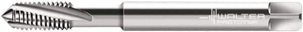 Walter-Prototyp - #8-32 UNC, 3 Flute, 15° Helix, Modified Bottoming Chamfer, Bright Finish, Powdered Metal Spiral Flute STI Tap - Right Hand Flute, 3.1496" OAL, 0.2362" Shank Diam, 0.5906" Thread Length, 3B Class of Fit, Series 224069 - Exact Industrial Supply