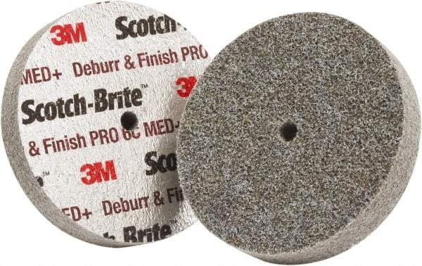 3M - 3" Diam, 1" Face Width, 1/4" Center Hole, Medium Grade, Ceramic Deburring Wheel - Unitized, Hard Density 6 Grade - Eagle Tool & Supply