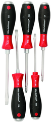 5 Piece - SoftFinish® Cushion Grip Extra Heavy Duty Screwdriver w/ Hex Bolster & Metal Striking Cap Set - #53075 - Includes: Slotted 4.5 - 6.5mm Phillips #1 - 2 - Extra Heavy Duty - Eagle Tool & Supply