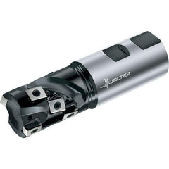 Walter - 40.01mm Cut Diam, 40.01mm Max Depth of Cut, 40.01mm Shank Diam, 124.99mm OAL, Indexable Square Shoulder Helical End Mill - LN.U0904..R Inserts, Weldon Shank, 90° Lead Angle, Through Coolant, Series F5038 - Eagle Tool & Supply