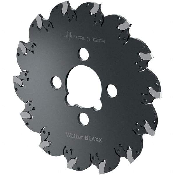 Walter - Arbor Hole Connection, 0.1181" Cutting Width, 0.7874" Depth of Cut, 80mm Cutter Diam, 0.6299" Hole Diam, 6 Tooth Indexable Slotting Cutter - F5055.B Toolholder, SX-3E Insert, Right Hand Cutting Direction - Eagle Tool & Supply