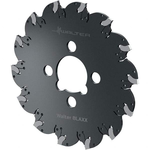 Walter - Arbor Hole Connection, 0.1181" Cutting Width, 1-1/2" Depth of Cut, 160mm Cutter Diam, 1.5748" Hole Diam, 14 Tooth Indexable Slotting Cutter - F5055.B Toolholder, SX-3E Insert, Right Hand Cutting Direction - Eagle Tool & Supply