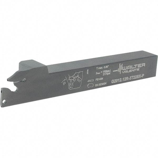 Walter - External Thread, 0.866" Max Depth of Cut, 4.9" OAL, Right Hand Indexable Grooving Cutoff Toolholder - 3/4" Shank Height x 3/4" Shank Width, SX-3.. Insert Style, G2012 Toolholder Style - Eagle Tool & Supply