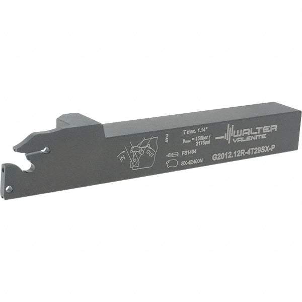 Walter - External Thread, 1.142" Max Depth of Cut, 4.9" OAL, Right Hand Indexable Grooving Cutoff Toolholder - 3/4" Shank Height x 3/4" Shank Width, SX-4.. Insert Style, G2012 Toolholder Style - Eagle Tool & Supply