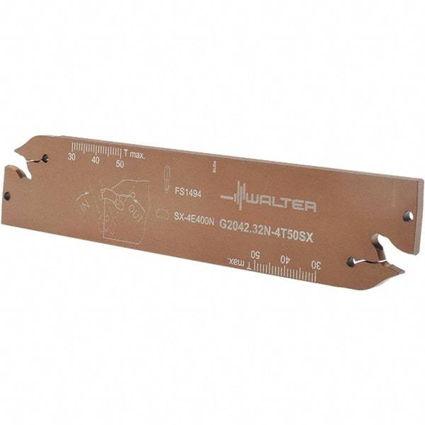 Walter - 1.2598" Blade Height, 5.9055" OAL, Neutral Cut, Double End Indexable Cut-Off Blade - 50mm Max Depth of Cut, G2042 N Blade - Eagle Tool & Supply