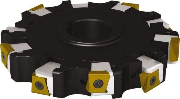 Seco - Arbor Hole Connection, 0.63" Cutting Width, 1.79" Depth of Cut, 152.4mm Cutter Diam, 1-1/2" Hole Diam, 10 Tooth Indexable Slotting Cutter - 335.25 Toolholder, LNHQ 1707, XNHQ 1707 Insert, Left Hand Cutting Direction - Eagle Tool & Supply