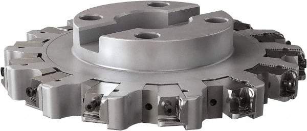 Seco - Shell Mount Connection, 0.6299" Cutting Width, 2.3228" Depth of Cut, 250mm Cutter Diam, 2.3622" Hole Diam, 14 Tooth Indexable Slotting Cutter - R335.25 Toolholder, LNHQ 1707, XNHQ 1707 Insert, Left Hand Cutting Direction - Eagle Tool & Supply