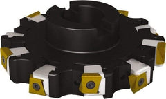 Seco - Shell Mount Connection, 0.6299" Cutting Width, 2-1/8" Depth of Cut, 200mm Cutter Diam, 1.5748" Hole Diam, 12 Tooth Indexable Slotting Cutter - R335.25 Toolholder, LNHQ 1707, XNHQ 1707 Insert, Right Hand Cutting Direction - Eagle Tool & Supply