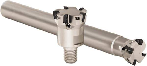 Seco - 1" Cut Diam, 0.236" Max Depth of Cut, 1" Shank Diam, Indexable Plunge End Mill - Straight Shank, Multiple Insert Styles, R217.79 Toolholder Style, Through Coolant, Series Turbo 10 - Eagle Tool & Supply