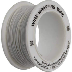 OK Industries - 30 AWG, 1 Strand, 15.2 m OAL, Copper Hook Up Wire - White Kynar Jacket - Eagle Tool & Supply