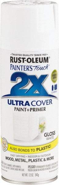 Rust-Oleum - White, Gloss, Enamel Spray Paint - 8 to 12 Sq. Ft. per Can, 12 Ounce Container - Eagle Tool & Supply