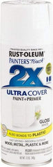 Rust-Oleum - White, Gloss, Enamel Spray Paint - 8 to 12 Sq. Ft. per Can, 12 Ounce Container - Eagle Tool & Supply
