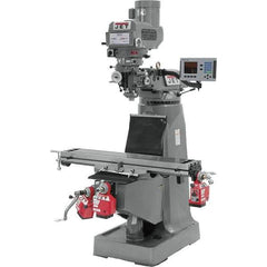 Jet - 9" Table Width x 49" Table Length, Variable Speed Pulley Control, 3 Phase Knee Milling Machine - R8 Spindle Taper, 3 hp - Eagle Tool & Supply