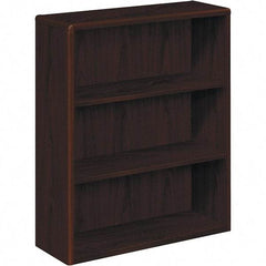 Hon - 3 Shelf, 43.38" High x 36" Wide Bookcase - 13-1/8" Deep, High-Pressure Laminate, Mahogany - Eagle Tool & Supply