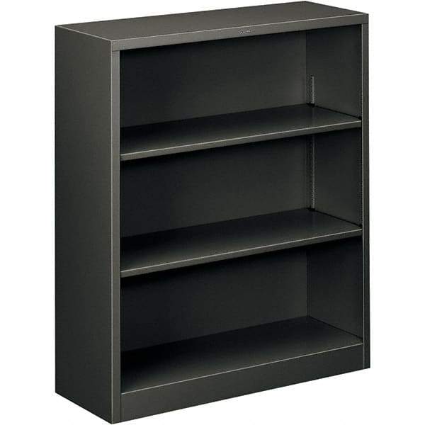 Hon - 3 Shelf, 41" High x 34-1/2" Wide Bookcase - 12-5/8" Deep, Steel, Charcoal - Eagle Tool & Supply