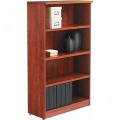 ALERA - 4 Shelf, 55" High x 31-3/4" Wide Bookcase - 14" Deep, Woodgrain Laminate, Medium Cherry - Eagle Tool & Supply