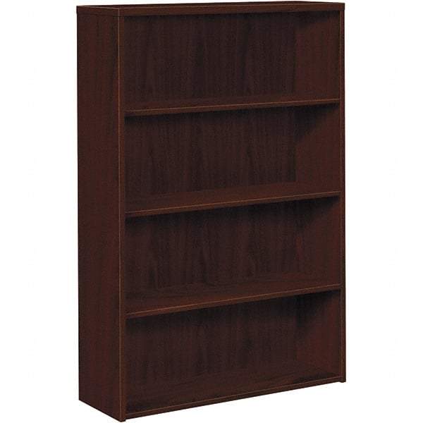 Hon - 4 Shelf, 57.13" High x 36" Wide Bookcase - 13-1/8" Deep, Woodgrain Laminate, Mahogany - Eagle Tool & Supply