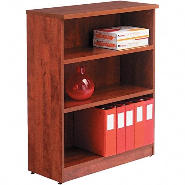 ALERA - 3 Shelf, 39.38" High x 31-3/4" Wide Bookcase - 14" Deep, Woodgrain Laminate, Medium Cherry - Eagle Tool & Supply