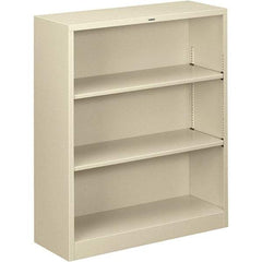 Hon - 3 Shelf, 41" High x 34-1/2" Wide Bookcase - 12-5/8" Deep, Steel, Putty - Eagle Tool & Supply