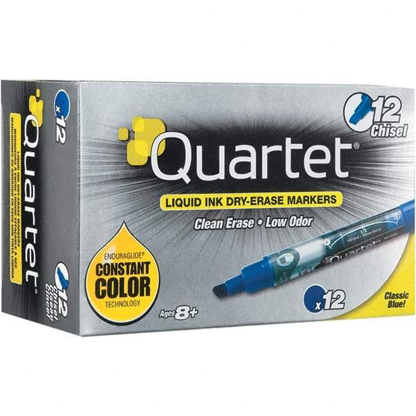 Quartet - Blue, Chisel Tip, Dozen EnduraGlide Dry Erase Markers - For Use with Dry Erase Marker Boards - Eagle Tool & Supply