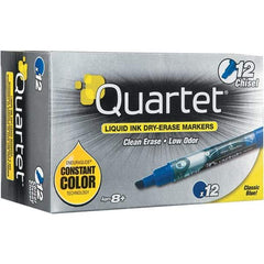 Quartet - Blue, Chisel Tip, Dozen EnduraGlide Dry Erase Markers - For Use with Dry Erase Marker Boards - Eagle Tool & Supply