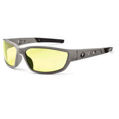Kvasir Yellow Lens Matte Gray Safety Glasses - Eagle Tool & Supply