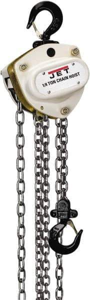 Jet - 1,100 Lb Lifting Capacity, 10' Lift Height, Hand Hoist - Made from Chain, 25' Overhaul to Lift 1' - Eagle Tool & Supply