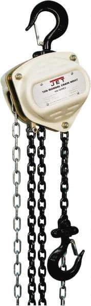 Jet - 3,300 Lb Lifting Capacity, 20' Lift Height, Hand Hoist - Made from Chain, 57' Overhaul to Lift 1' - Eagle Tool & Supply