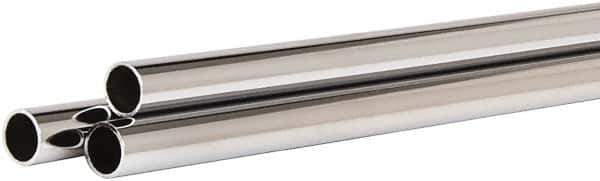 ECONOCO - 60" Max Width Round Tubing Closet Rod - 1.062" Diam, Chrome Finish - Eagle Tool & Supply