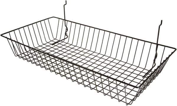 ECONOCO - 12" Deep, Rectangular Steel Peg Board/Slatwall Basket - 24" Wide x 4" High - Eagle Tool & Supply