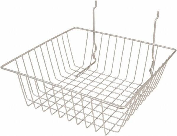 ECONOCO - 12" Deep, Square Steel Peg Board/Slatwall Basket - 12" Wide x 4" High - Eagle Tool & Supply