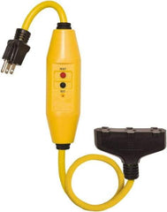 Tower - 3 Outlet, 125 Volt, 15 Amp Rating, 4 to 6mA Max Surge, Plug In, Automatic, Commercial, Industrial GFCI - 2 Ft. Long Cord, 5-15P and (3)R NEMA Configuration, Polycarbonate Housing - Eagle Tool & Supply