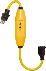 Tower - 1 Outlet, 125 Volt, 15 Amp Rating, 4 to 6mA Max Surge, Plug In, Automatic, Commercial, Industrial GFCI - 1-1/2 Ft. Long Cord, 5-15P and R NEMA Configuration, Polycarbonate Housing - Eagle Tool & Supply