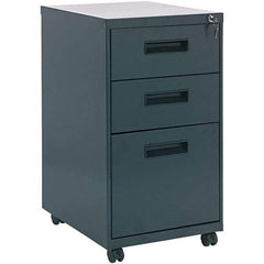 ALERA - 14" Wide x 27-3/4" High x 19-1/8" Deep, 3 Drawer Pedestal - Steel, Charcoal - Eagle Tool & Supply