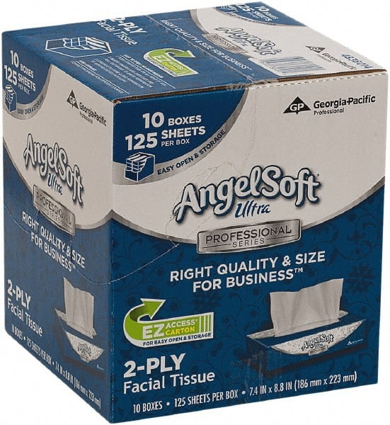 Georgia Pacific - Case of (10) 125-Sheet Flat Boxes of White Facial Tissues - Eagle Tool & Supply