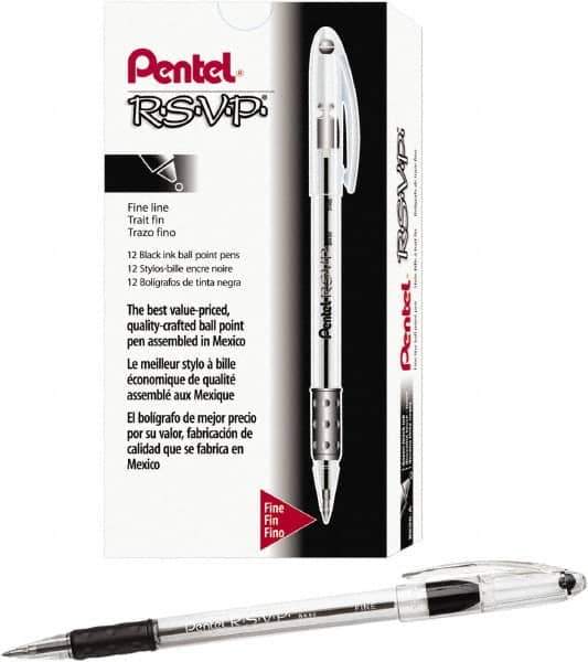 Pentel - Conical Ball Point Pen - Black - Eagle Tool & Supply